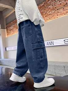 男童时尚牛仔裤，休闲工装风格，2025年秋季新品