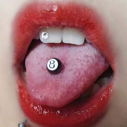 Piercing de lengua de acero de titanio con bola de 8, anillo de lengua de estilo punk con bola de 8, para fashionistas europeos y americanos