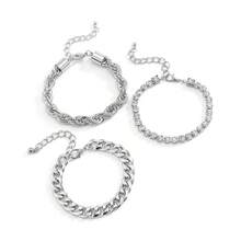 3pcs/Set Minimalist Geometric Bracelet Set, European And American Style Casual Braided Chain Bracelet Combination For Women - Simple Bracelet Set - View 5