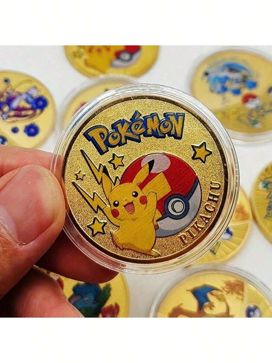 Pokemon Anime Gold Coin Game Commemorative Coin Pikachu Mewtwo Charizard Gold Coin Game Collection Gift - Multicolor - View 1