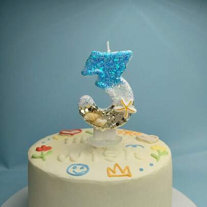 New Creative Blue Ocean Beach Themed Number Candles 0-9 For Birthday Cake
