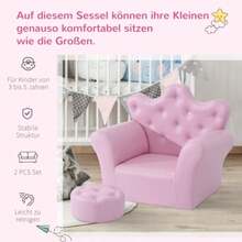 Sofá infantil de brincar, sofá infantil com pufe, sofá infantil de brincar com tema de princesa, mini sofá para um cantinho aconchegante, berçário, sala de jogos, quarto, rosa - Rosa Melancia - Ver 7