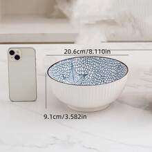 1 件陶瓷简约蓝色日式碗，4.5 英寸、6 英寸或 8 英寸尺寸，日式、北欧、波西米亚风格简约高端蓝色/浅色餐具碗套装，多种尺寸和图案可供选择 - 藍 - 查看 27