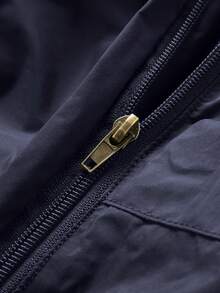 Jackets For Men,Men's Autumn/Winter Outdoor Casual Jacket, Plus Size, Medium-Length, Fleece-Lined, Thickened, Waterproof And Breathable Coat. - Lớp lót lông cừu màu xanh đậm - Xem 3