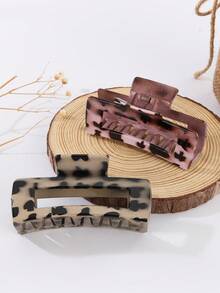 2个方形豹纹发夹，时尚发爪夹，流行发饰