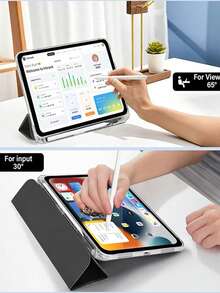 1pc Unisex Minimalist PU Leather Tri-Fold Stand Protective Case With Pencil Slot, Suitable For IPad 7/8/9, IPad Air 5/4/3 9th Gen 10.2, IPad Pro 11, IPad Mini 5 - Black - View 4
