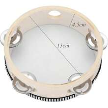 4/6/8/10英寸成人铃鼓，6英寸木制手持铃鼓，配桦木金属铃铛，单排打击乐器，适用于教堂、KTV、派对等场合 - 彩色 - 查看 4