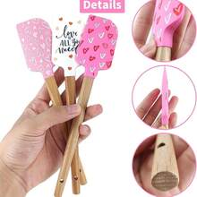 1pc Heart-Shaped Silicone Scraper, Cake Cream Silicone Scraper, Valentine's Day Silicone Scraper (With Wooden Handle), Butter Pastry Mixer Scraper, Kitchen Chocolate Butter Baking Mixer, Kitchen Utensils And Tools - Multicolor - View 8