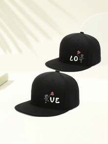 Hippie Baseball Cap With "LOVE" Print, Unisex Adjustable Snapback Hip Hop Couple Hat, Suitable For Travel, Vacation, Sports, Beach, Campus Life, Cruise, Also An Ideal Valentine's Day Gift With Y2K Dad/Mom Hat Elements - Multicolor 1 - View 7