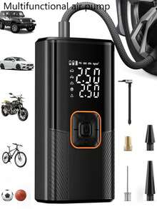 Pompa Kompresor Udara Mobil Nirkabel, Pompa Ban Elektrik Portabel Tekanan Tinggi untuk Mobil, Pompa Sepeda dengan Pengukur Tekanan, Lampu LED dan Aksesori Mobil, Cocok untuk Mobil, Sepeda Motor, Sepeda dan Bola Olahraga - MultiWarna - View 3