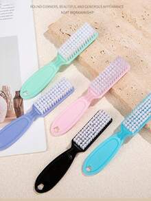 4pcs Semi-Transparent Grey Nail Brushes, Long Handle Nail Cleaning Brushes, Plastic Nail Art Tools - Dust Brush, Beard Brush, Multi-Function Brush - Multicolor - View 12