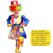 Boys Girls Clown Cosplay Costume Halloween Theme Party Carnival Performance Clothes Striped Jumpsuit With Coat Top Hat Bowtie - Multicolor - View 9