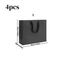 4个黑色礼品袋，带结实手柄 - 多种尺寸可选，大小尺寸组合，适用于礼品包装、糖果、购物等场合，适合婚礼、生日派对、母亲节、商务、精品店、派对回礼等。