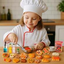 HKLMRO 150Pcs Miniature Food Drink Bottles Adults Dollhouse Soda Pop Cans Pretend Play Kitchen Cooking Game Party Accessories Toys Hamburger Cake Ice Cream Pizza Bread Tableware Doll House Landscape(Default) - Multicolor - View 9