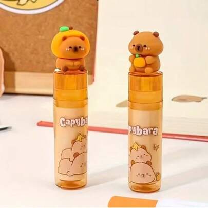 1 st kreativt läppbalsam i kapybaraformat, högkvalitativt läppbalsam med låga rester, söt studentbrevpappersgåva (slumpmässig stil)
