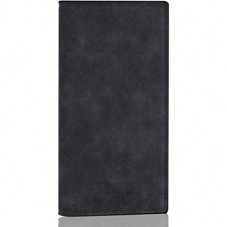 Premium Leather Checkbook Cover For Men And Women Checkbook Holder Wallet RFID Blocking - 深灰色 - 查看 1