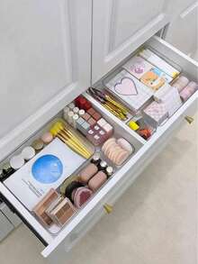 8pcs Set Minimalist Transparent Drawer Organizer Boxes, For Storing Small Items, Makeup And Cosmetic Tools, Drawer Storage - Clear - View 6