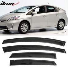 4pcs IKON Motorsports Window Visors Fit For 2010-2015 Toyotas' Prius Smoke Slim Tape-On Rain Guards Valentine Gift - Smoke/Tinted - View 1