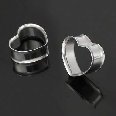 2PCS Heart Shape Ear Gauges 316L Stainless Steel Ears Tunnels Plugs Expander Stretchers Piercing Women Body Jewelry Daily