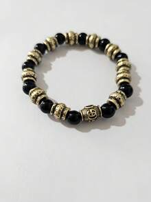 1条男女通用纹理字母时尚手链，高端品质男女腕带 - 彩色 - 查看 6