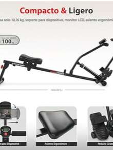 S unny H eal th & F it ne ss Máquina de Remo Ajustable Compacta con 12 Niveles de Resistencia Ajustable con Aplicación S unn yFit® Opcional Conectividad Bluetooth Mejorada - Gris - Ver 3