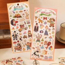 可爱森林动物贴纸，DIY风景装饰，文具贴纸，卡通可爱创意趣味防水贴纸，糖果贴纸，手机贴纸，适用于剪贴簿、子弹笔记、笔记本、工艺品、水瓶、吉他、滑板、自行车、摩托车、头盔、行李箱、手机和电脑，返校用品 - 彩色 - 查看 2