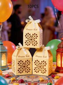 10pcs/Pack Eid Al-Adha, Eid Mubarak Party Favor Gift Candy Paper Boxes, Chocolate Paper Boxes, Cookies Boxes - Multicolor - View 22