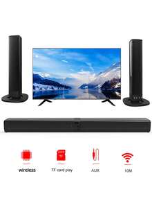 Sound Bar For TV With Subwoofer, 20W, Detachable Wireless TV Soundbar 3D Surround Sound System TV Speaker For Home Theater Audio, TF/AUX/FM/RCA, Movie, Game - Black - View 4