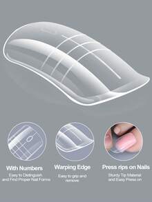 新款160片装双爪指甲模具，适用于假指甲贴片、快速成型凝胶模具、全覆盖指尖模具、指甲延长用品，适用于亚克力、聚氯乙烯、UV、LED凝胶延长。 - 無色 - 查看 4