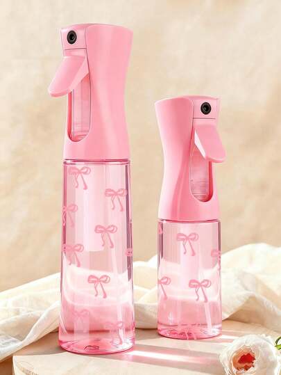 Botella de spray recargable de viaje con decoración de lazo, botella de spray de alta presión profesional con atomización, botella de spray de alta presión continua y automática de 200ml/300ml, herramienta para el peinado, productos y accesorios para el cuidado del cabello, artículos esenciales de viaje para salones de belleza, botella de spray multifuncional