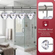 12pcs Heart-Shaped Shower Curtain Hooks, Stainless Steel S-Type Curtain Rings, Curtain Hooks, Curtain Accessories, Valentine's Day Gift - Multicolor - View 5