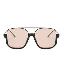 1pair Extra Large Frame Fashionable Retro Style Fashion Glasses For Women Beach Accessories For Women Glasses Shades Basics Fall Winter Women Outfits Clothes Business Casual Gifts For Summer Beach Vacation,Outdoor,Travel - Bronze - View 4