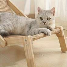 1. 木质猫咪躺椅，配有黄麻垫，便携式猫抓板，可调节高度猫床，四季皆宜 - 均碼 - 查看 7
