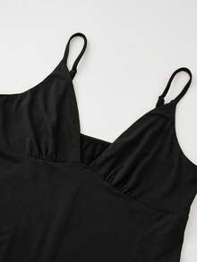 Parara Maternity Bodysuit, Fashionable Spaghetti Strap Design, Versatile For Layering, Casual Wear, Halloween, Christmas - Black - View 6