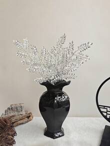 1PC Gorgeous Rhinestone Simulation Flower Sparkling Flower Branch Home Decoration Suitable For Vase Filling, Wedding Decoration, Banquet Gift DIY Creative Bouquet Decoration - Silver - View 3