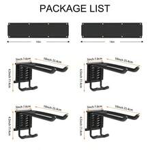 2x Garage Garden Tool Holder Storage Rack Shed Wall Mounted Organiser Long Hooks - Black - View 2