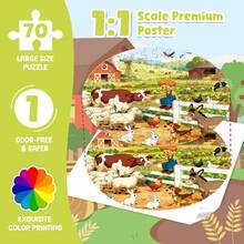 Giant Floor Puzzles Farm Animals 70 Pieces For Kids,58x58cm/22.83x22.83inch Large Size Round Jigsaw Puzzle For Toddlers, Birthday Toys Gifts For Girls Boys - Multicolor - View 4