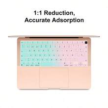 1pc Ultra-Thin Multi-Language Silicone Keyboard Cover, EU Layout, Fit For MacBook Air 13.3 Inch (2020, M1 Chip, Model A2337) With Touch ID, Berry Blue, Spanish/English/Ukrainian - Spanish - View 3