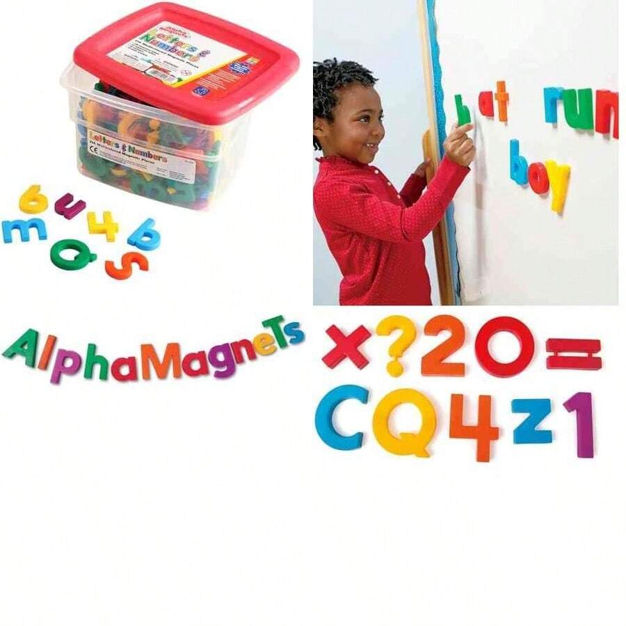 Educational Insights Multicolored Uppercase & Lowercase AlphaMagnets and MathMagnets, juego de 214 letras maysculas y minsculas, nmeros, signos de puntuacin y smbolos matemticos: perfecto para la educacin en el hogar y el aula. Para mayores de 3 aos - 214 piezas - Ver 1