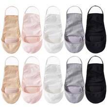 5 Pairs Of Summer Women's Ultra-Thin Fashionable Cool Slim Strap Non Strangling Dry Breathable Invisible Boat Socks