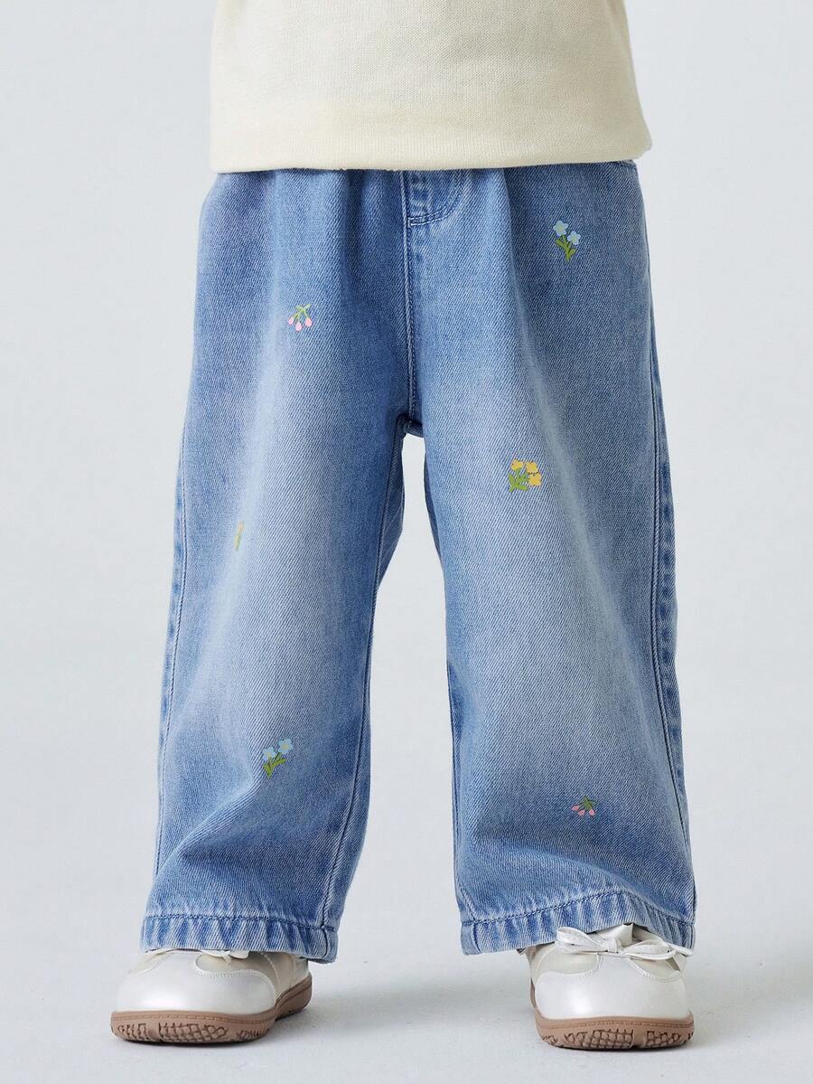 Quần jean denim thoáng khí không phai màu dành cho bé gái, bộ sưu tập mùa xuân mới. - Denim màu xanh nhạt - Xem 1