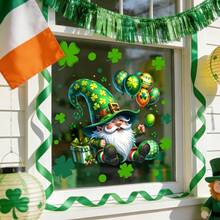 1/4pcs St. Patricks Day Window Clings Green Gnome With Pot Of Gold And Shamrock Static Sticker For Living Room Storefront Glass Home Irish Holiday Decoration Reusable DIY Ornament - Multicolor - View 7