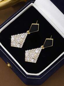 两对奢华时尚优雅百搭水钻不对称几何星形耳环套装，适合女士日常及节日佩戴 - 幾何 - 查看 7