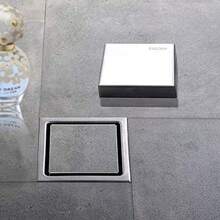 AZOS Drenaje de Piso Cuadrado - Desage de Grueso Drenaje de Piso Acero Inoxidable Cuadrado Anti-Olor Bao Piso Cubierta de Desage Puerta de Desage Ducha Escurridor -150x150mm Coladera de bao - niquel cepillado - Ver 2