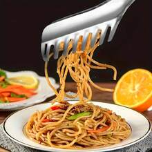 1pc Stainless Steel Pasta Tong, Durable And Easy To Clean, Dishwasher , Suitable For Restaurants, Buffets, Kitchens, Serving Food, Fruit, Steak, BBQ, Bread - View 2