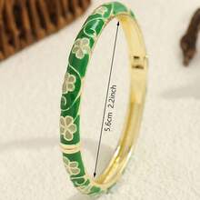 Flower Enamel Bracelet For Women Bohemian  Cloisonne Bracelet Gold Color Plated Bangle Vintage Luxury Jewelry Gifts - màu xanh lá - Xem 3