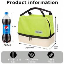 1pc New Dopamine Large Capacity Double Lunch Bag Waterproof Portable Lunch Box Bag Cationic Large Insulated Bag Ice Bag Thickened Picnic Bag Thermal Cooler Lunch Box Bag Picnic Travel Outdoor Summer Beach Women's Picnic Bag Thermal Lunch Bag Multi-Functional Picnic Bag Commuter Bento Bag Lunchbox Lunch Bag Women School Teacher Camping Back To School Cooler Bag Classroom Kitchen Insulated Lunch Bag,Travel Essentials