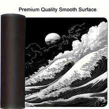1 件装超大日式黑色波浪纹游戏鼠标垫 - 符合人体工学设计，防滑橡胶底座，日式风景图案，适用于电脑和平板电脑，经久耐用，表面光滑，办公桌配件，办公用品，办公装饰 - A - 查看 5