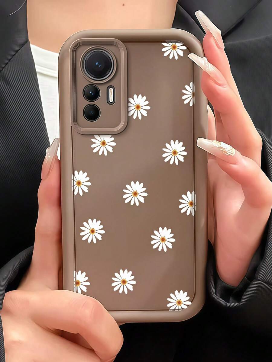 1pc Minimalist Creative Personalized Cute High-End Mobile Phone Case Compatible With Samsung S25Ultra/S25Plus/S25/S25FE/S24Ultra/S24Plus/S24/S24FE/S23Ultra/S23FE/S23/S23+/S22Ultra/S22/S22+/S21Ultra/S21FE/S21/S21+/S20Ultra/S20FE/S20/S20+/A73/A72/A55/A54/A53/A52, Redmi Note 14 Pro+ 5G, P30, Honor X6b, OPPO A74, Realme C53, Realme Narzo N53, Simple Design, 2D Polka Dot Cute Chrysanthemum Eye Stair Phone Case - Brown - View 1