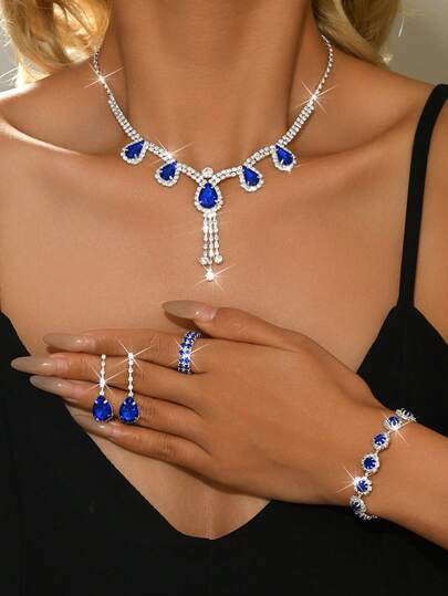 2026 New Bridal Crystal Necklace, Earrings & Bracelet Set, Rhinestone Pendant Necklace, Sphere Jewelry Set For Wedding Suitable For Women To Wear In Daily Wear, Engagement, Wedding, Party, And Banquet Occasions, The Best Choice For Holiday Gifts